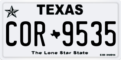 TX license plate COR9535