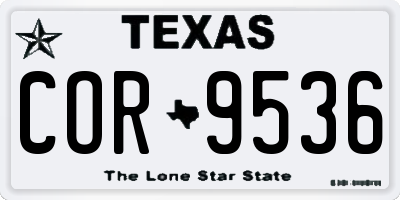 TX license plate COR9536