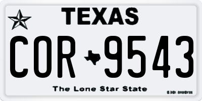 TX license plate COR9543