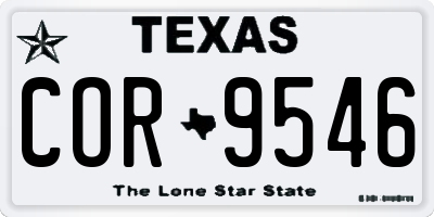 TX license plate COR9546