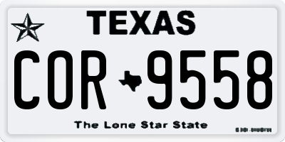 TX license plate COR9558