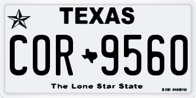 TX license plate COR9560