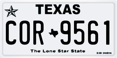 TX license plate COR9561