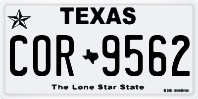 TX license plate COR9562