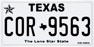 TX license plate COR9563