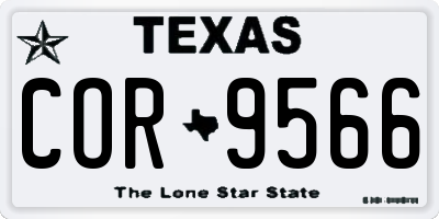 TX license plate COR9566