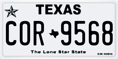 TX license plate COR9568