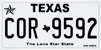 TX license plate COR9592
