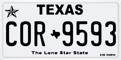 TX license plate COR9593