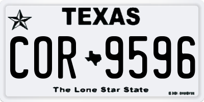 TX license plate COR9596