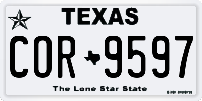 TX license plate COR9597