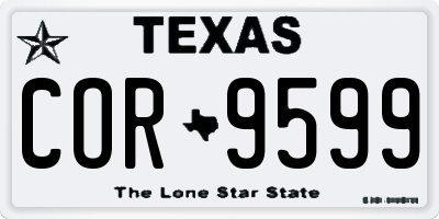 TX license plate COR9599