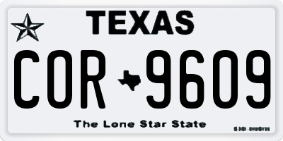 TX license plate COR9609