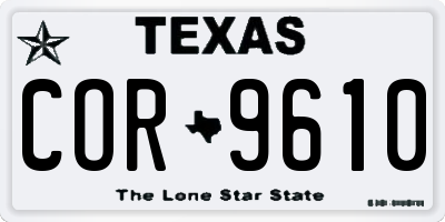 TX license plate COR9610
