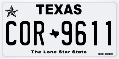 TX license plate COR9611