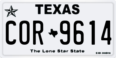 TX license plate COR9614