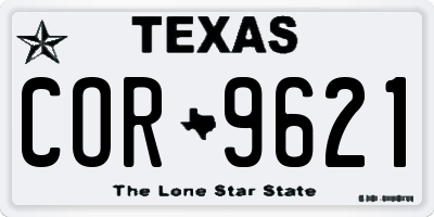 TX license plate COR9621