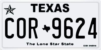 TX license plate COR9624