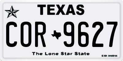 TX license plate COR9627