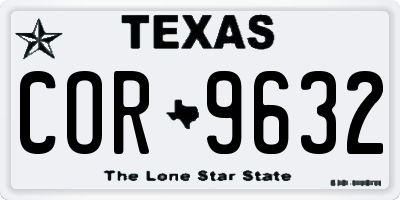 TX license plate COR9632