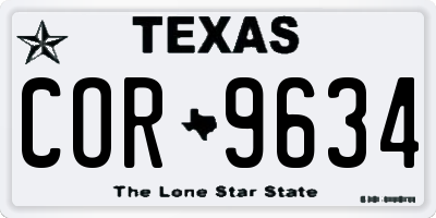 TX license plate COR9634