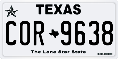 TX license plate COR9638