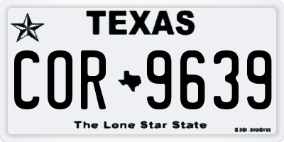 TX license plate COR9639