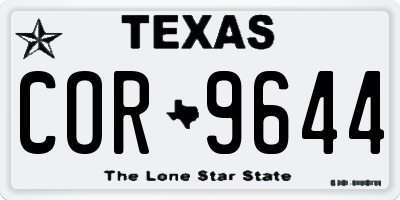 TX license plate COR9644