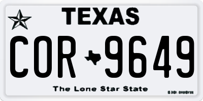 TX license plate COR9649