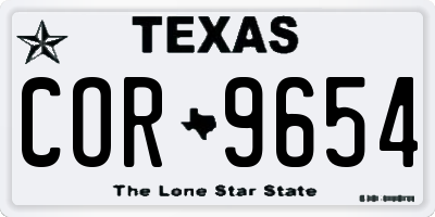TX license plate COR9654