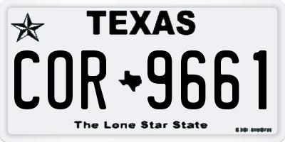 TX license plate COR9661