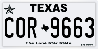 TX license plate COR9663