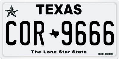 TX license plate COR9666