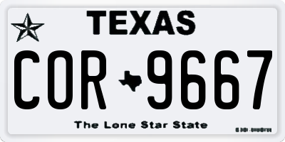 TX license plate COR9667