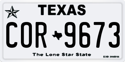 TX license plate COR9673