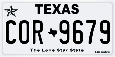 TX license plate COR9679