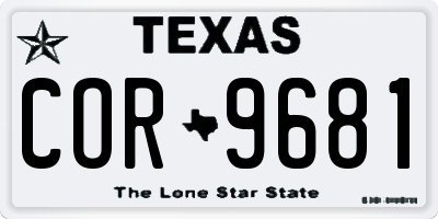 TX license plate COR9681
