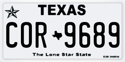 TX license plate COR9689