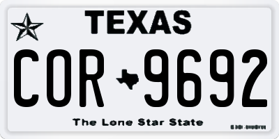 TX license plate COR9692