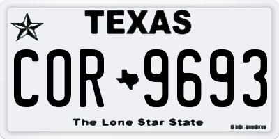 TX license plate COR9693