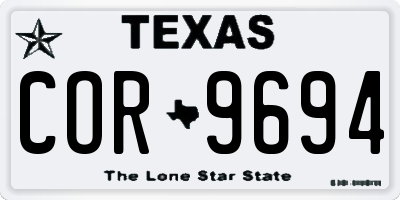 TX license plate COR9694