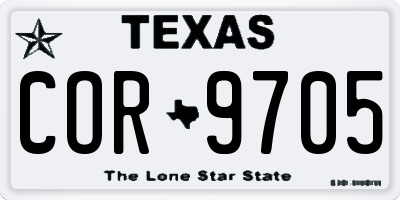 TX license plate COR9705