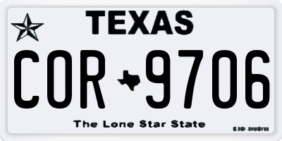 TX license plate COR9706