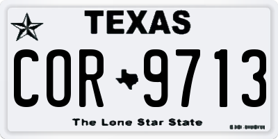 TX license plate COR9713