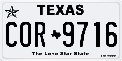 TX license plate COR9716