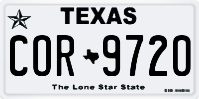 TX license plate COR9720