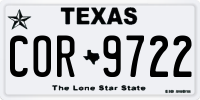 TX license plate COR9722