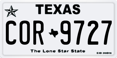 TX license plate COR9727