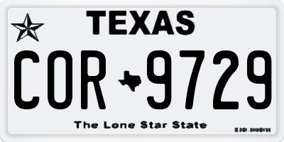 TX license plate COR9729