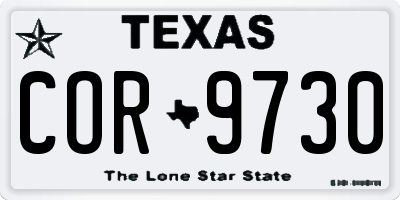 TX license plate COR9730